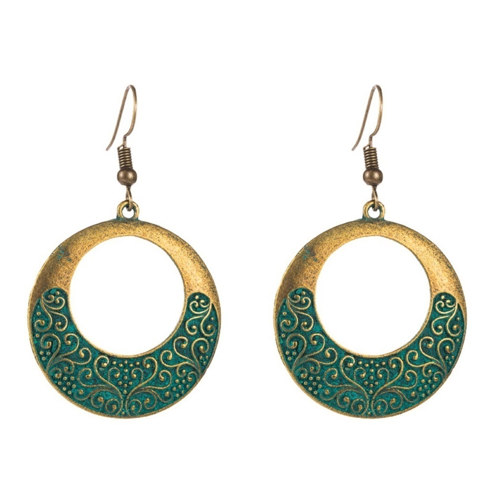 *AELIANA* Antique x Green Round Paisley Earrings